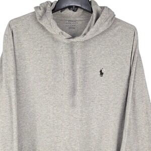 Polo Ralph Lauren Mens Large Gray Long Sleeve Jersey Hoodie Shirt Pullover